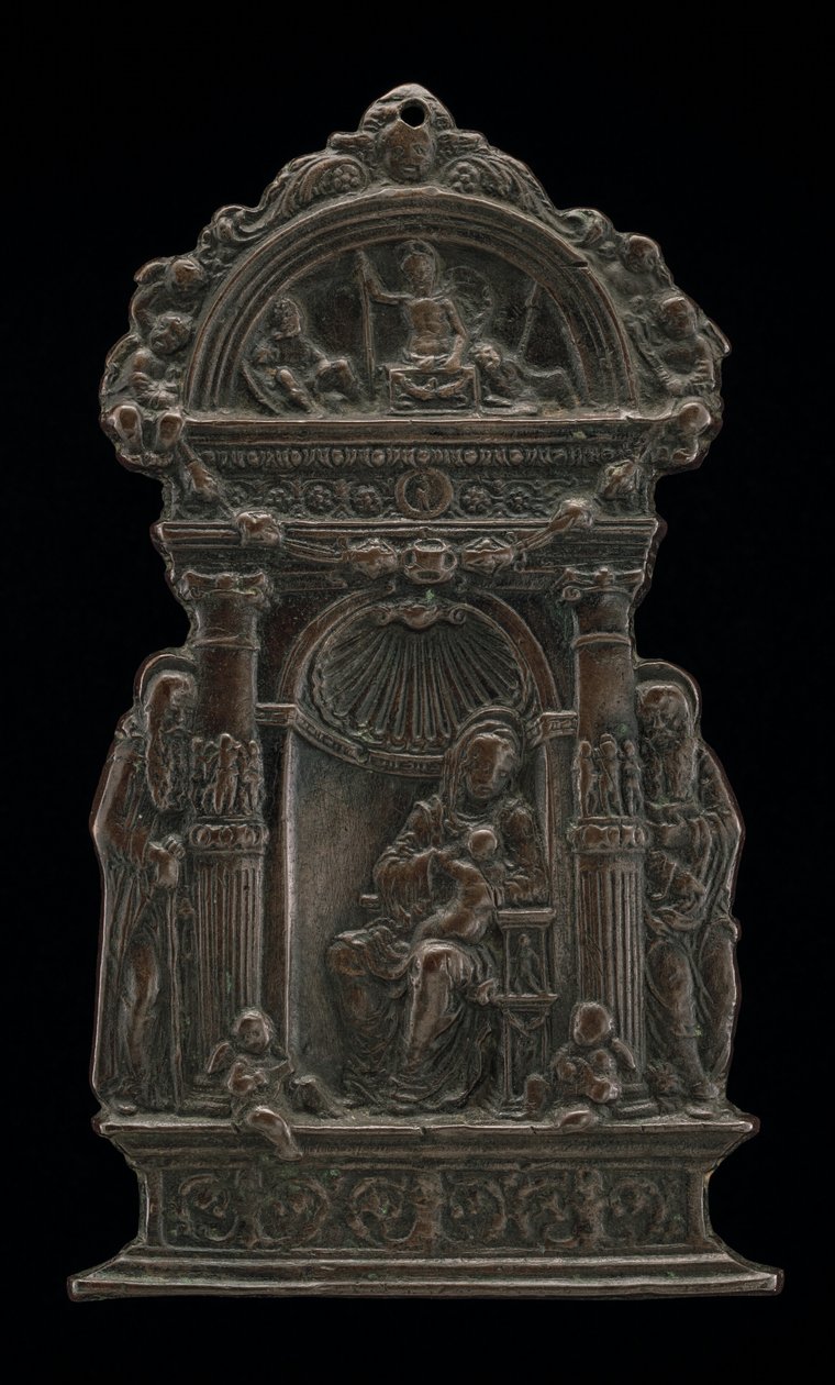 Madonna och barn tronade med Saint Anthony Abbot och Saint Hieronymus, 1490. av Moderno