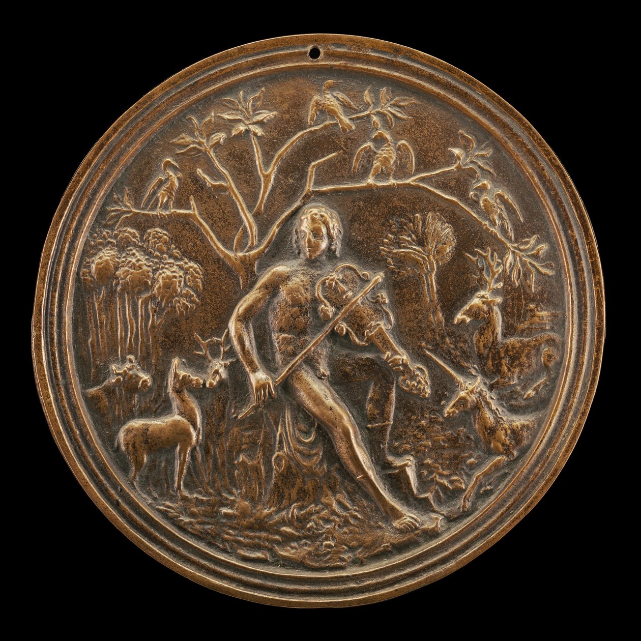 Orpheus Charming the Beasts of the Fields, sent 1400-tal - tidigt 1500-tal. av Moderno