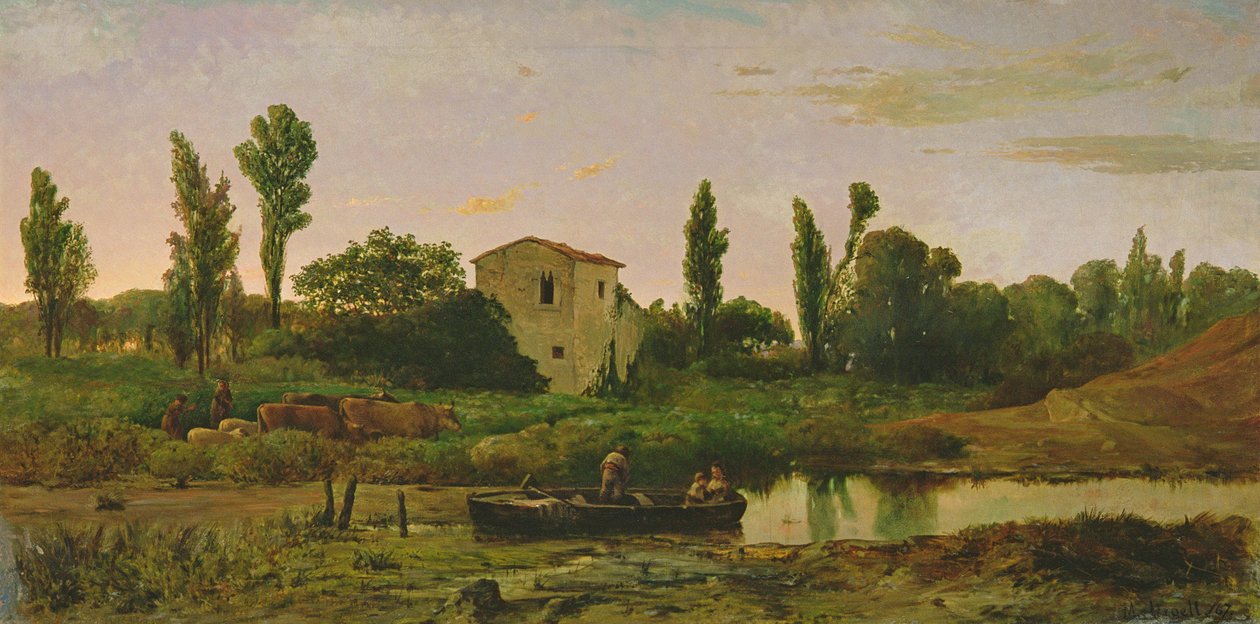 Landskap med båt, 1867 av Modest Urgell