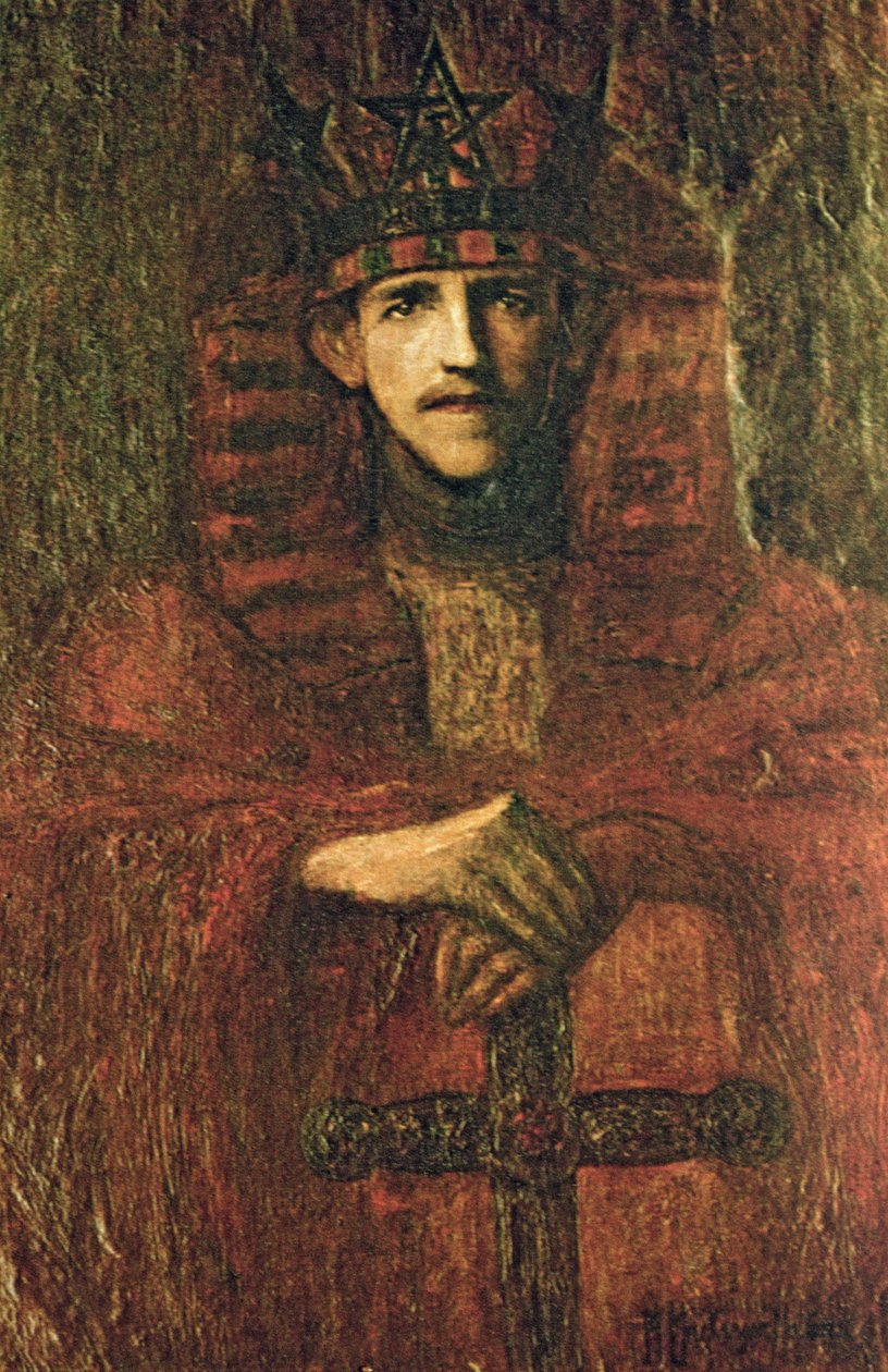 Samuel Liddell MacGregor Mathers (1854-1918) i ceremoniella regalier relaterade till rituell magi, ca 1895 (olja på papper) av Moina Mathers