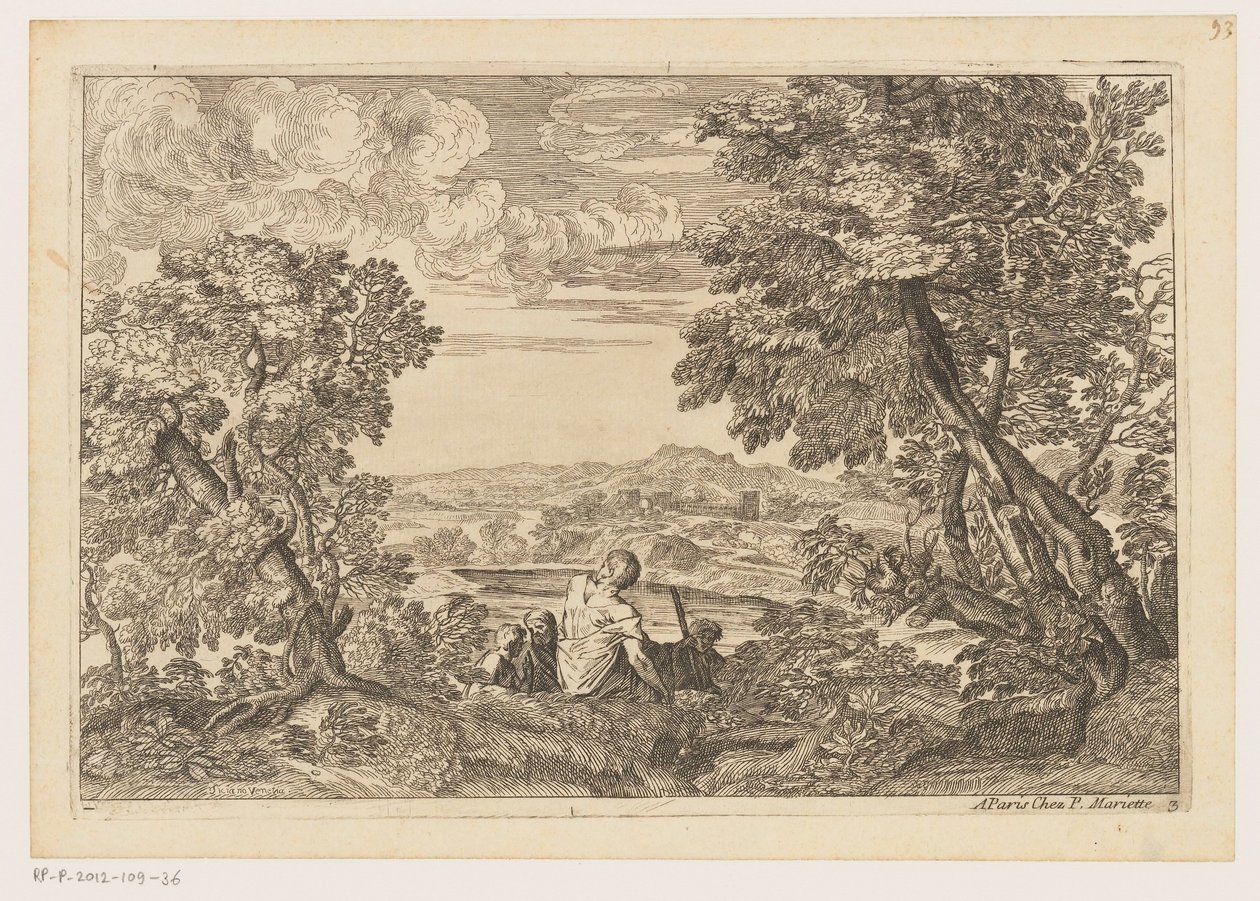 Landskap med fyra vilande män Landskap efter Titian (serietitel) av Moise Jean Baptiste Fouard