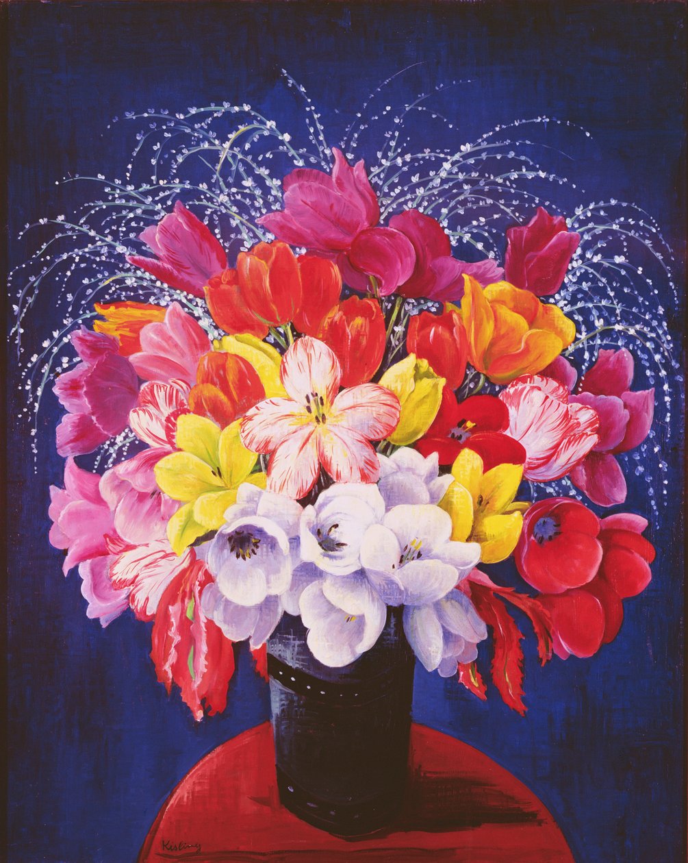 Tulpanbukett (olja på duk) av Moise Kisling