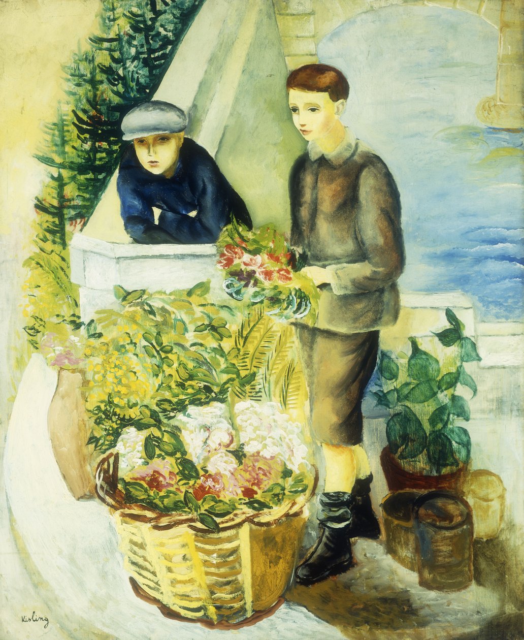 Blomsterförsäljare; Marchands de Fleurs av Moise Kisling