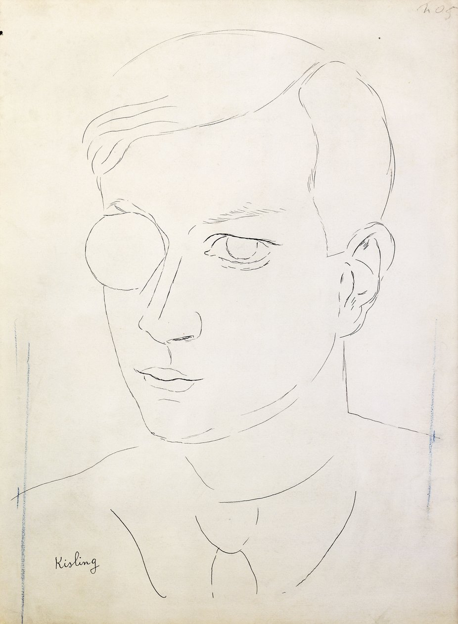 Porträtt av Tristan Tzara; Porträtt av Tristan Tzara av Moise Kisling