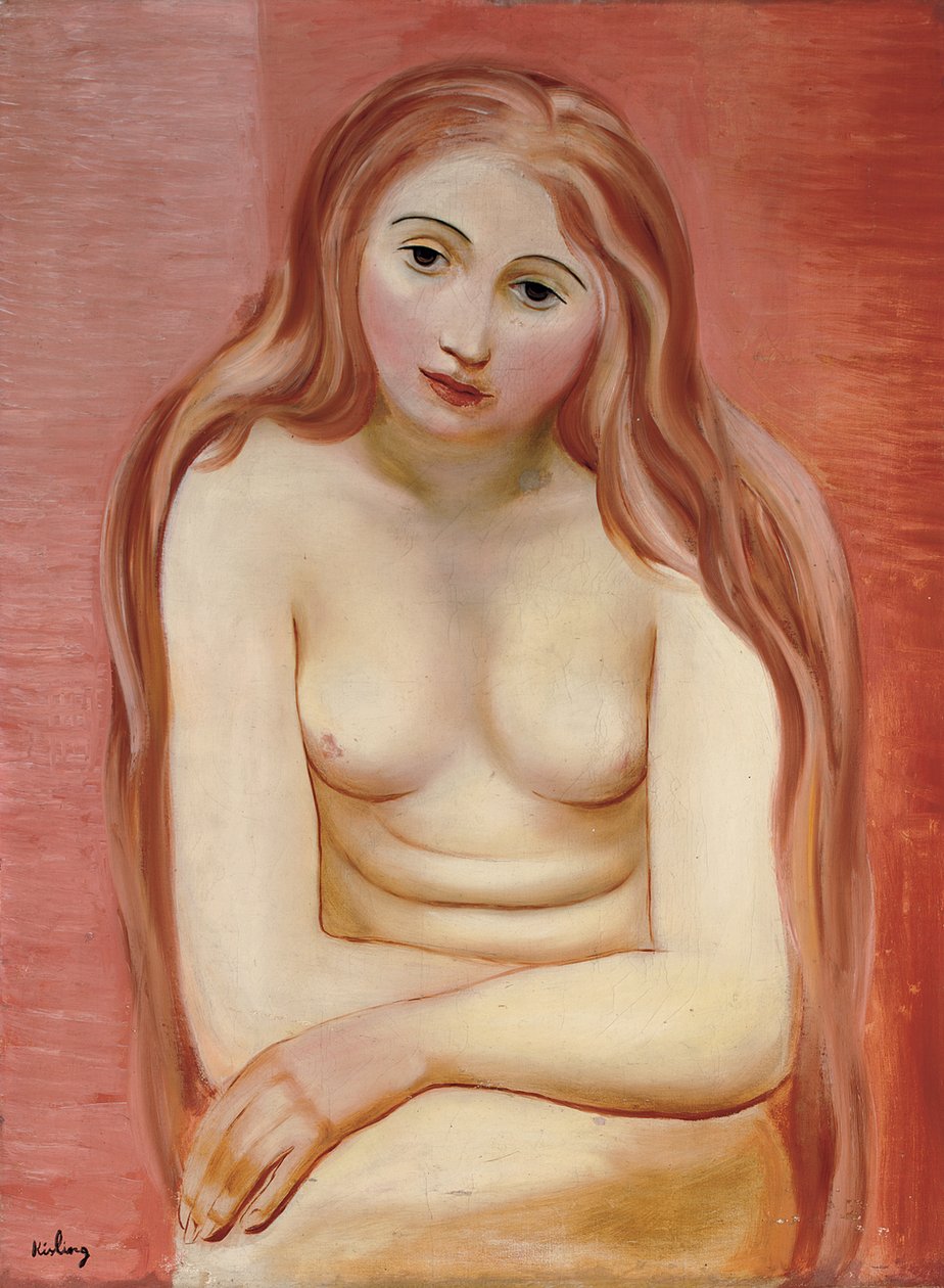 Sittande naken; Nu assis av Moise Kisling