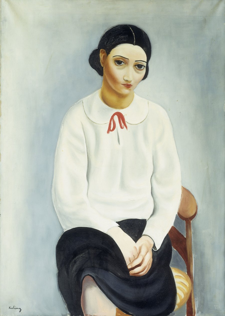 Kvinna i vit blus; Femme au Chemisier Blanc av Moise Kisling