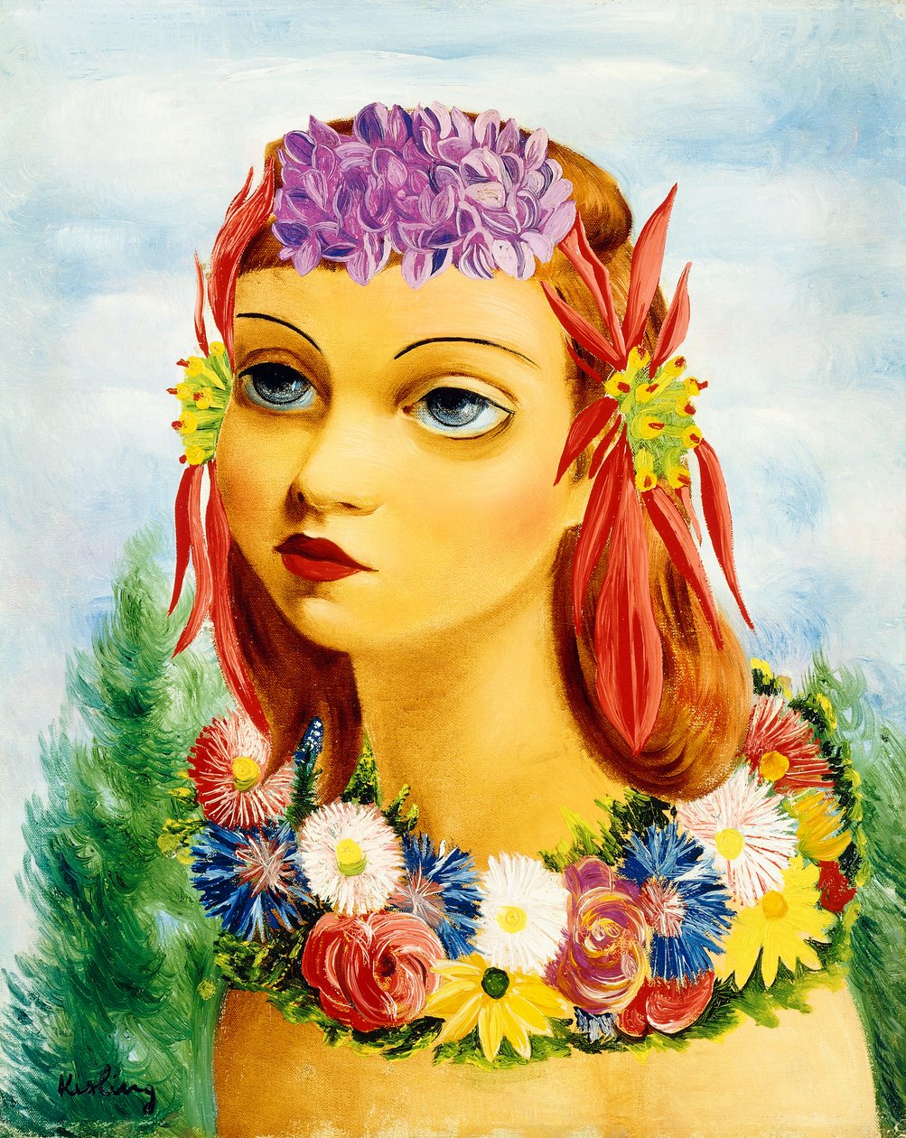 Kvinna med blommor av Moise Kisling