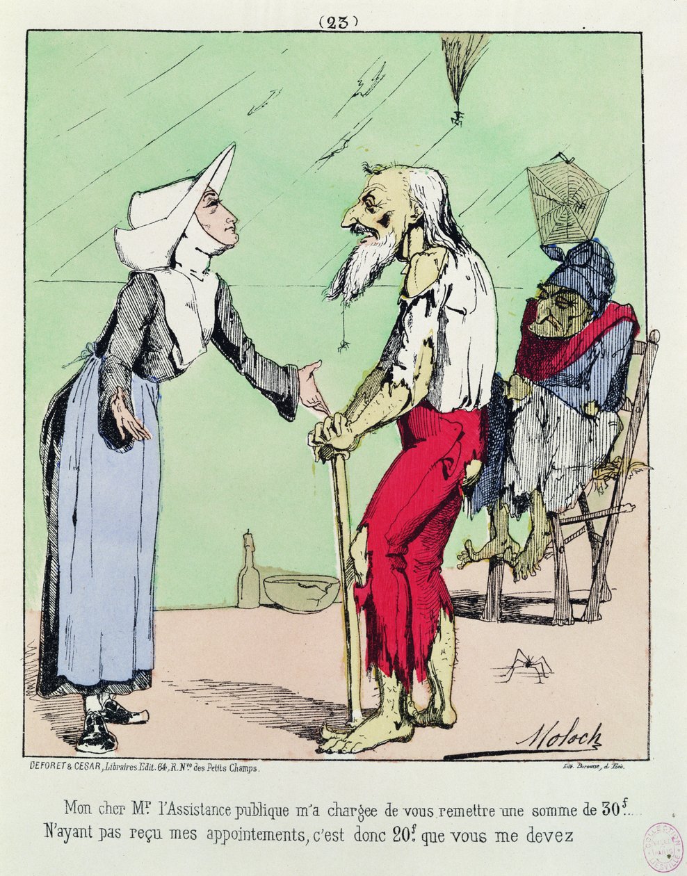 Tecknad film som kritiserar Assistance Publique under kommunen, 1871 av Moloch