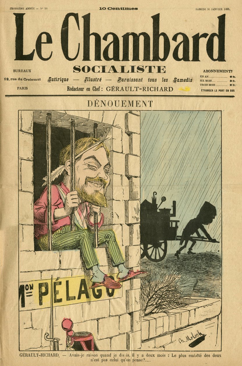 Illustration av Moloch (1849-1909) för omslaget till Le Chambard socialiste, nr. 59 av Moloch