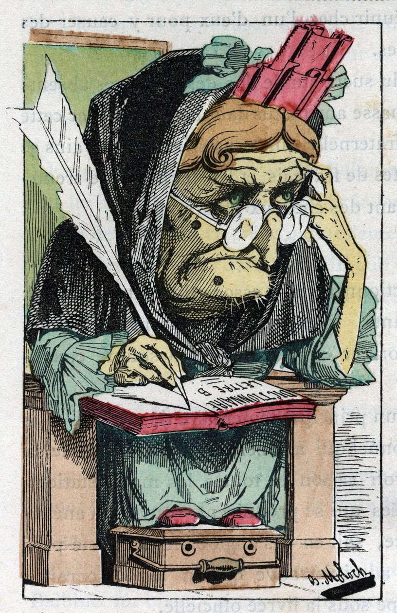 Allegori om den franska akademin i "" Le Trombinoscope"" av Touchatout, tecknad av B. Moloch från 1882 (1849-1909). Privat samling. av Moloch