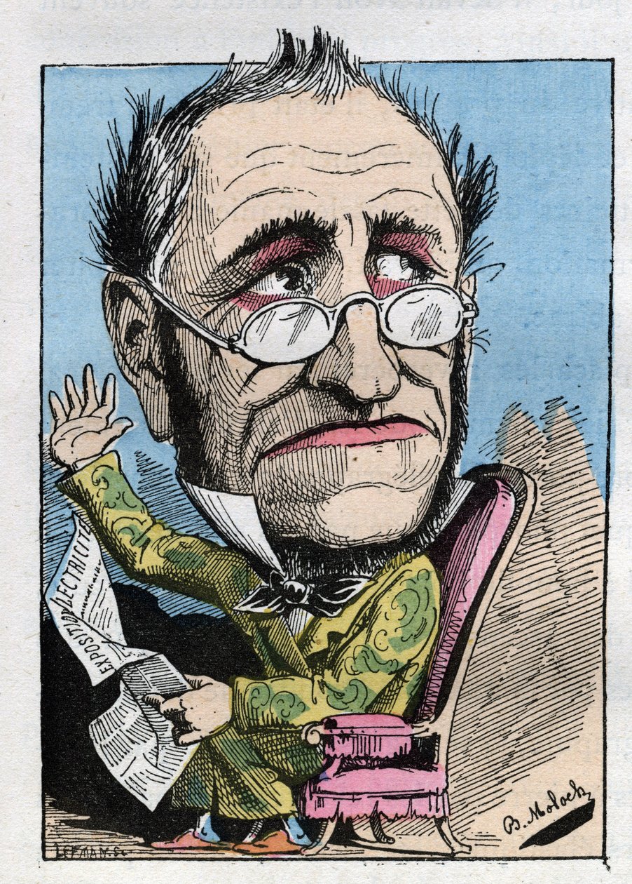 Allegori över en kurator från 1800-talet i "" Le Trombinoscope"" av Touchatout, tecknad av B. Moloch från 1882 (1849-1909). Privat samling. av Moloch