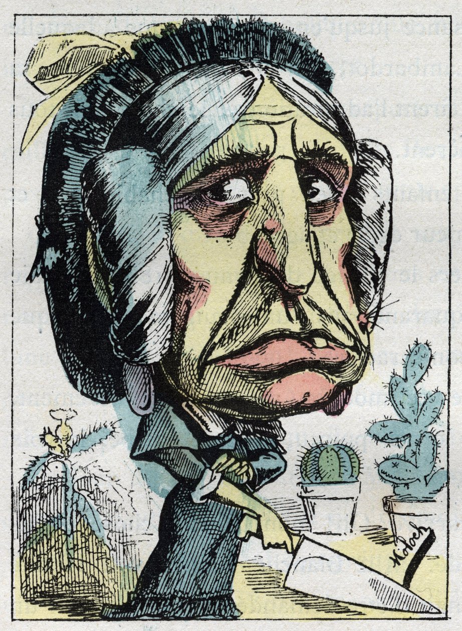 Allegori över "" styvmodern "" (Belle mere) i "" Le Trombinoscope"" av Touchatout, karikatyr av B. Moloch från 1882 (1849-1909). Privat samling. av Moloch