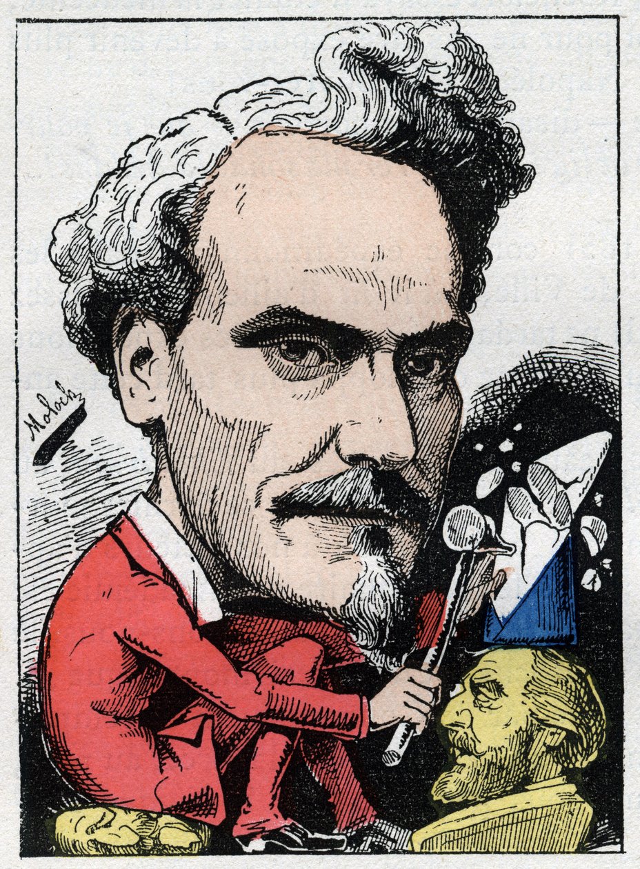 Porträtt av Henri de Rochefort (1831-1913) Marquis de Rochefort, journalist, politiker och författare i "Le Trombinoscope" "av Touchatout, tecknad av B. Moloch från 1882 (1849-1909). Privat samling. av Moloch