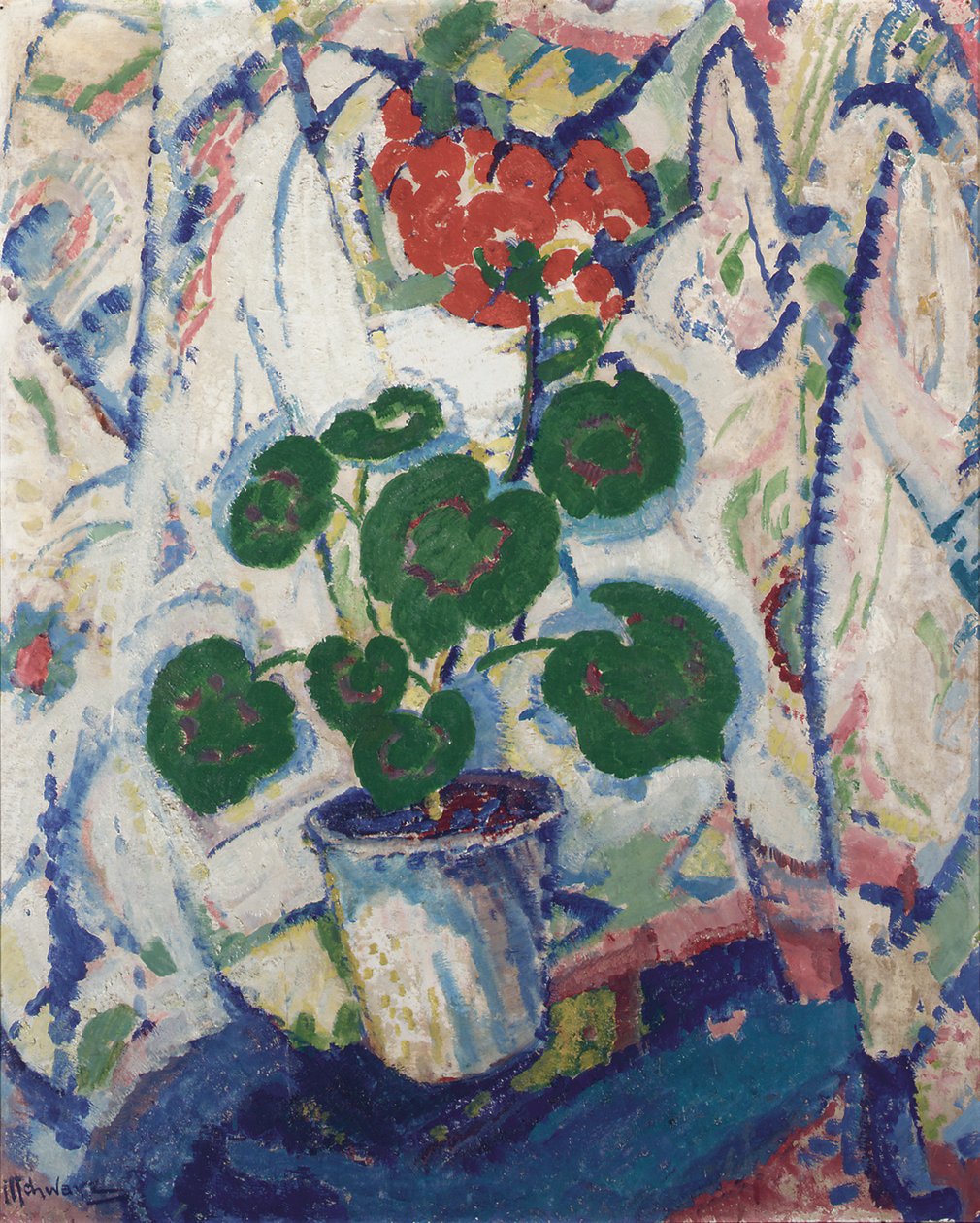 Blomsterstilleben, ca 1914-16 (olja ombord) av Mommie Schwarz