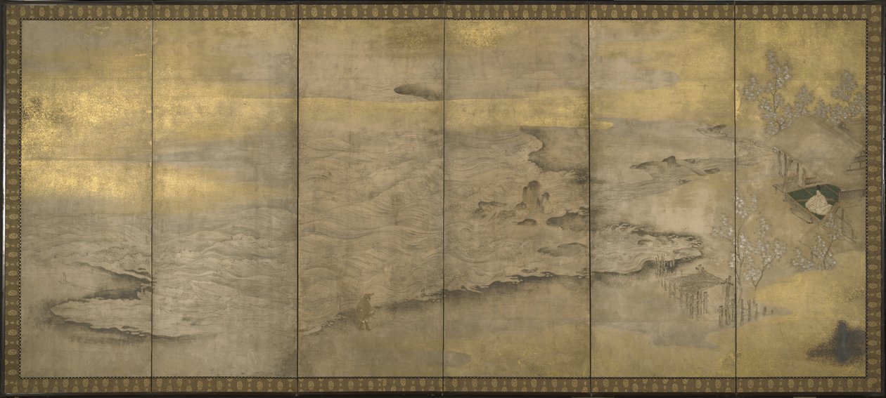An Exiled Emperor on Okinoshima av Momoyama period Japanese