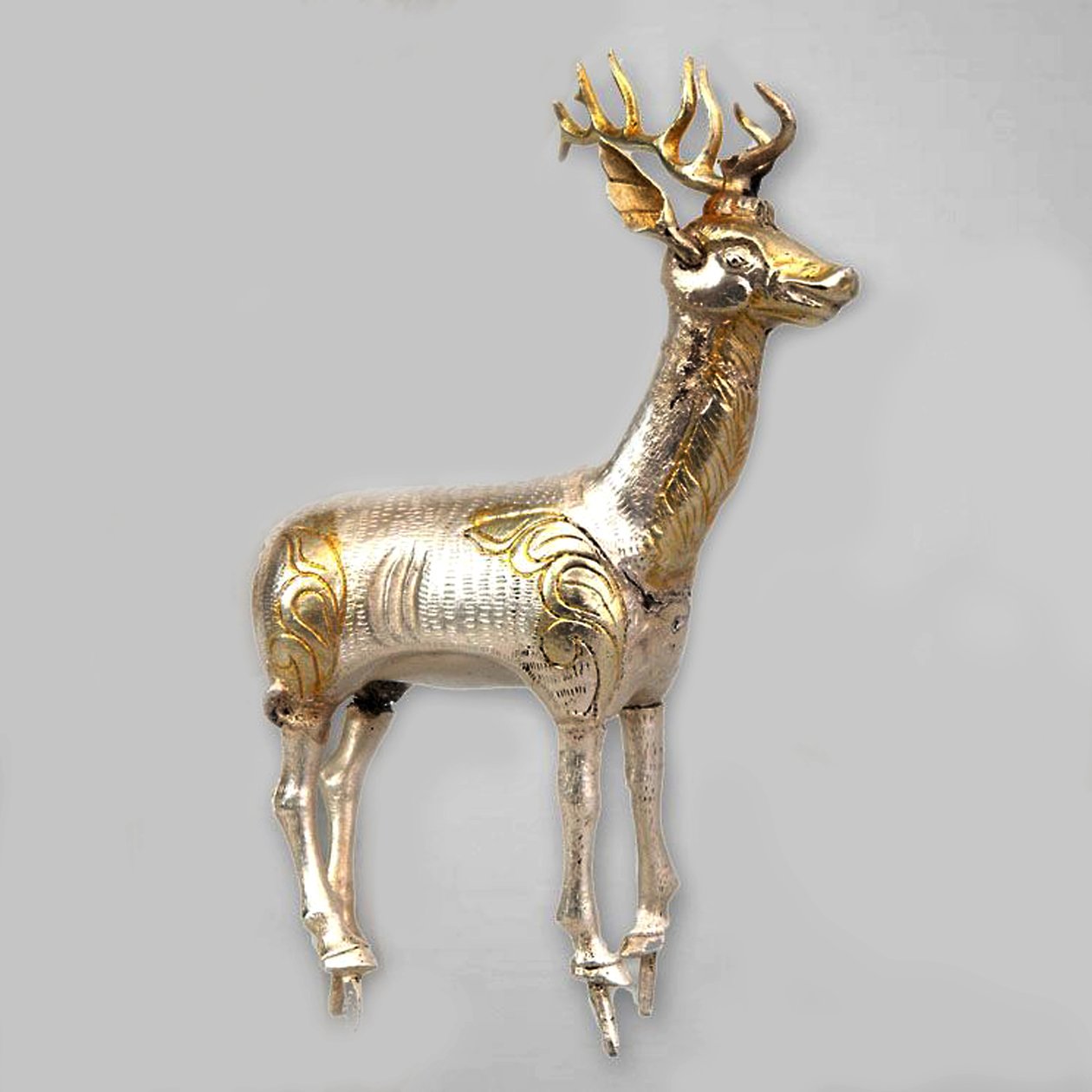 Stag, Arkhangai-provinsen, Khashaat-templet, Caydam, Mongoliet, ca 730 (silver med förgyllning) av Mongolian School