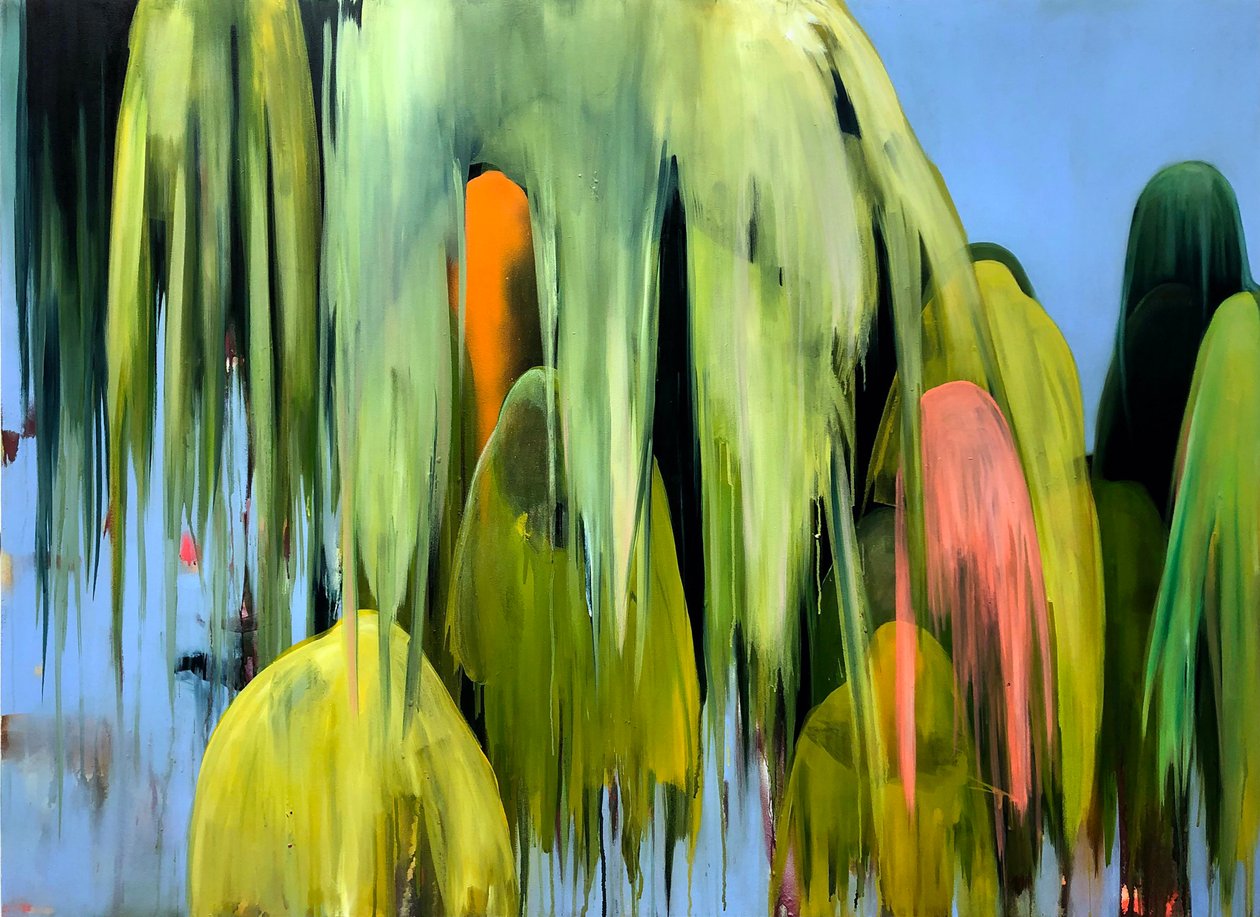 Weeping Willow, 2019 (akryl och sprayfärg på duk) av Monica Perez Vega