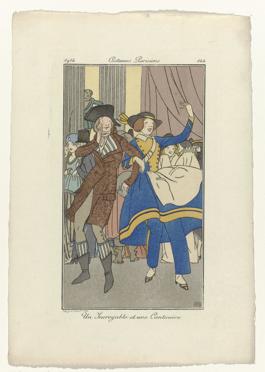 Journal des Dames et des Modes, Costumes Parisiens, 1914, nr 144: An Incredible and a Cantinière av Monogrammist BMB