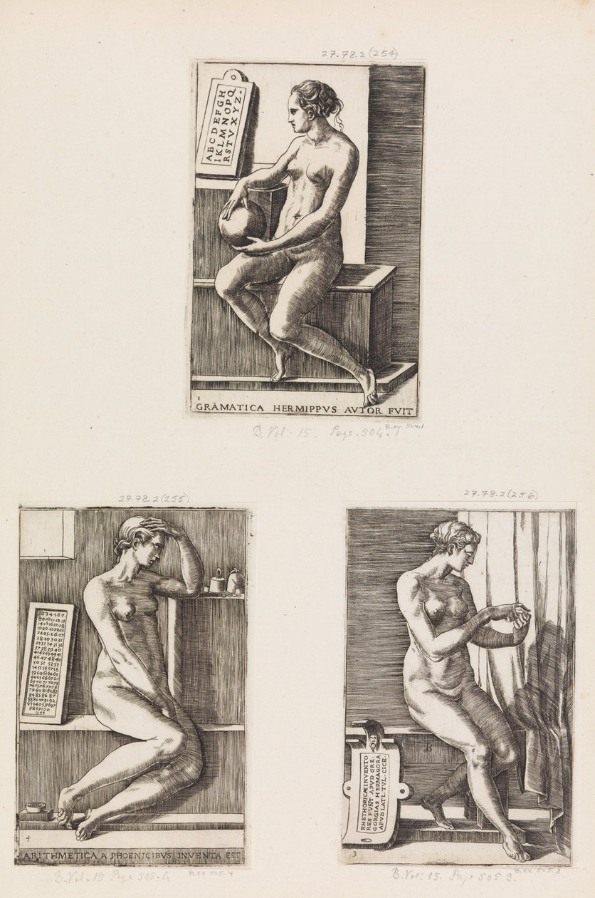 Aritmetik, från The Seven Liberal Arts, plåt 4, 1544. av Monogrammist B