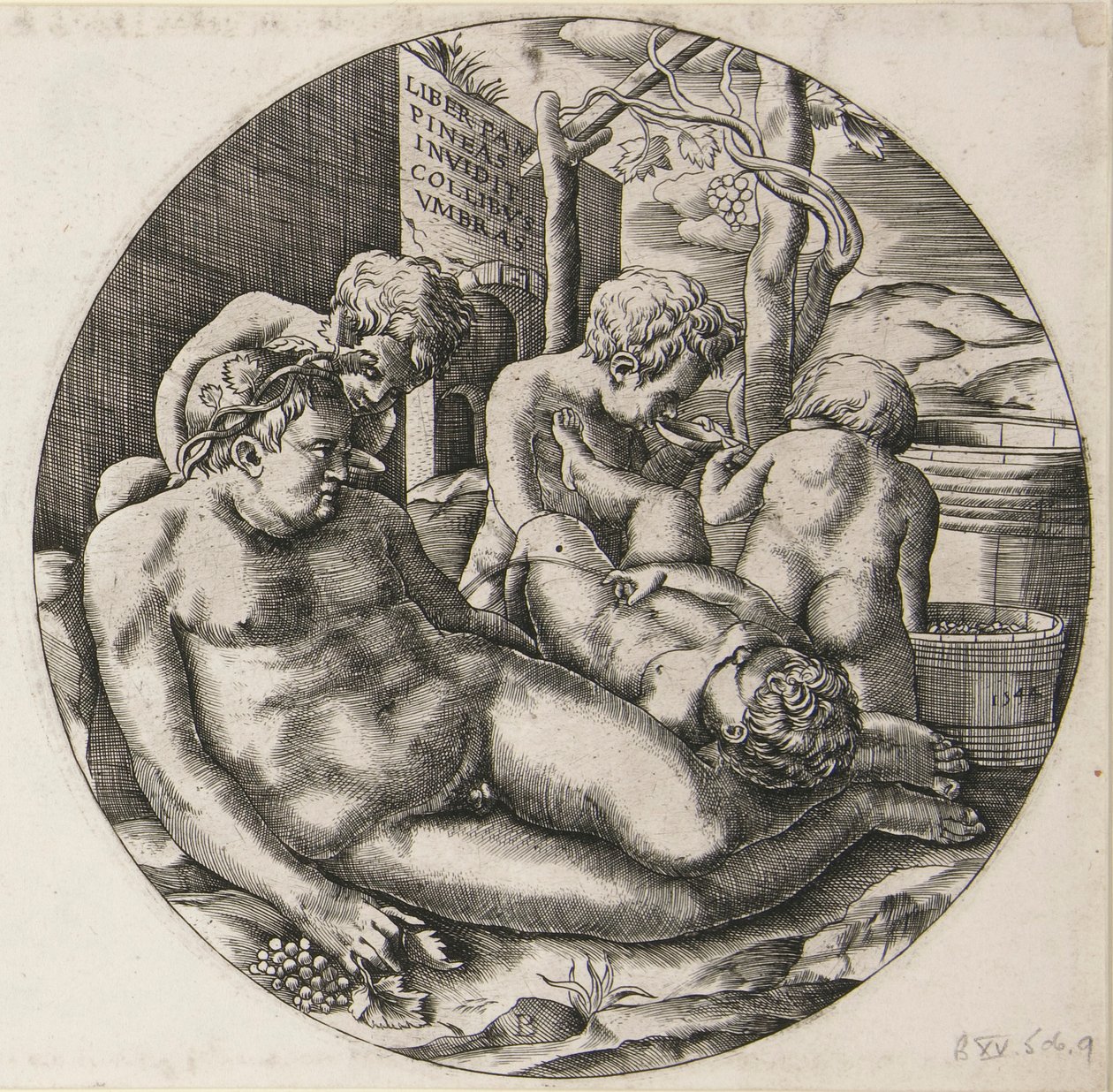 Bacchus och Putti av Monogrammist B