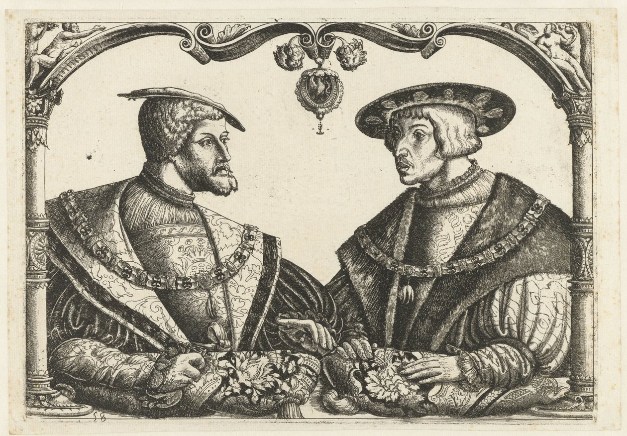 Karel V och Ferdinand I av Monogrammist CB met boom (attributed to)