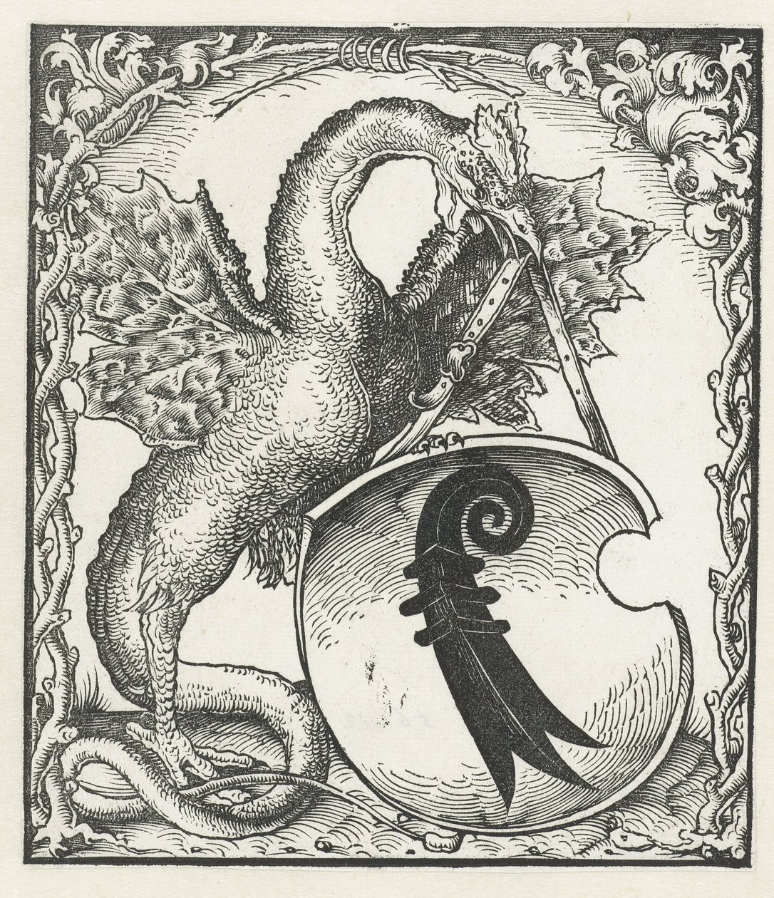 Drake med Basels vapen av Monogrammist DS (graveur) (attributed to)