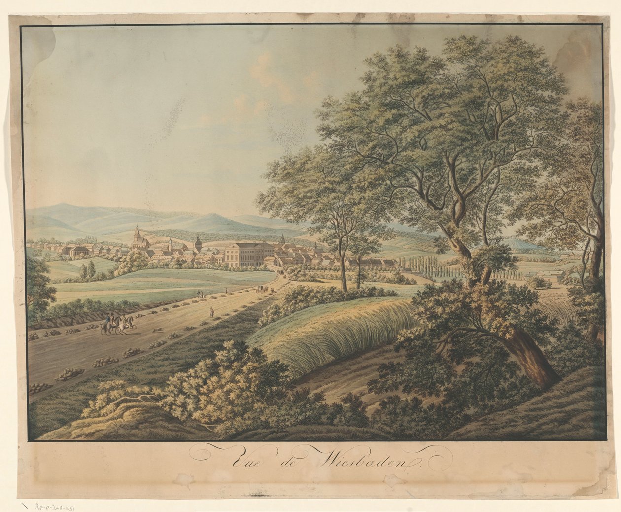 Utsikt över Wiesbaden Vue de Wiesbaden (titel på objekt) av Monogrammist DS (graveur)