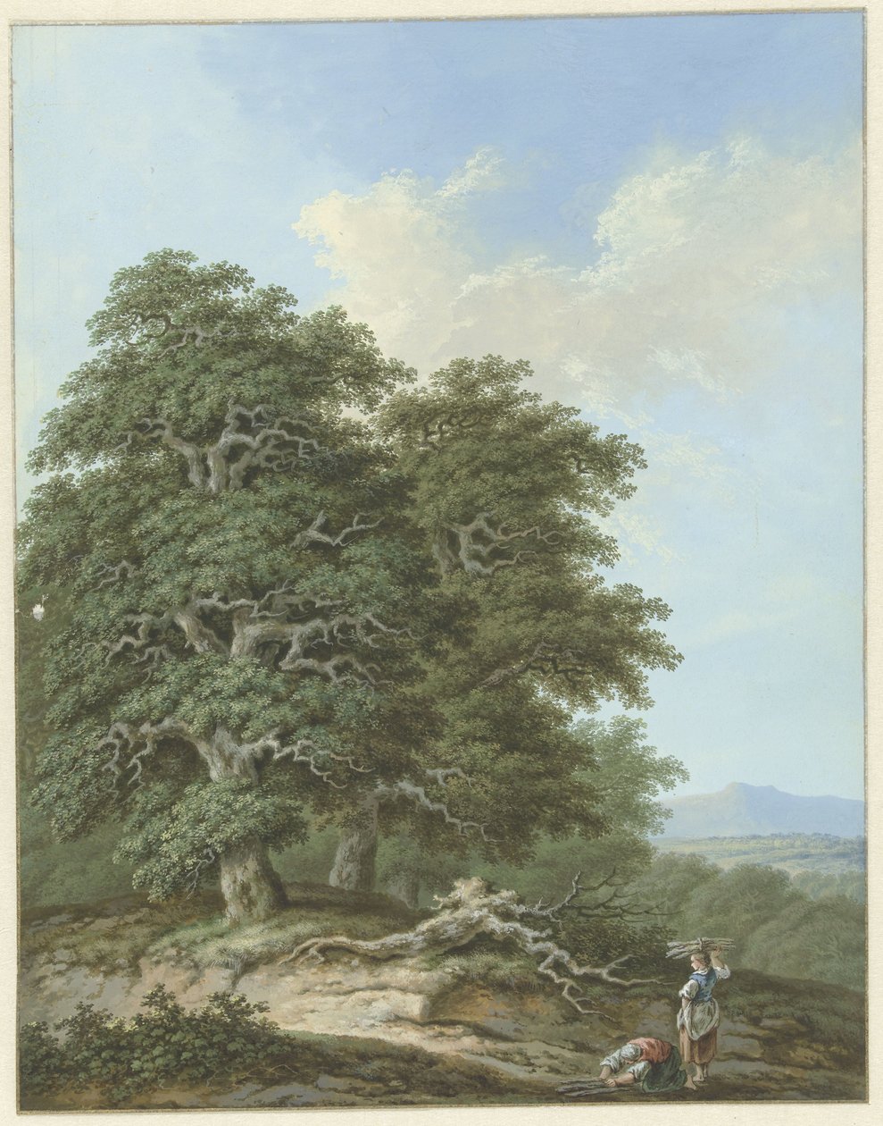 Landskap med två kvinnor med bögar av Monogrammist FWH (possibly)