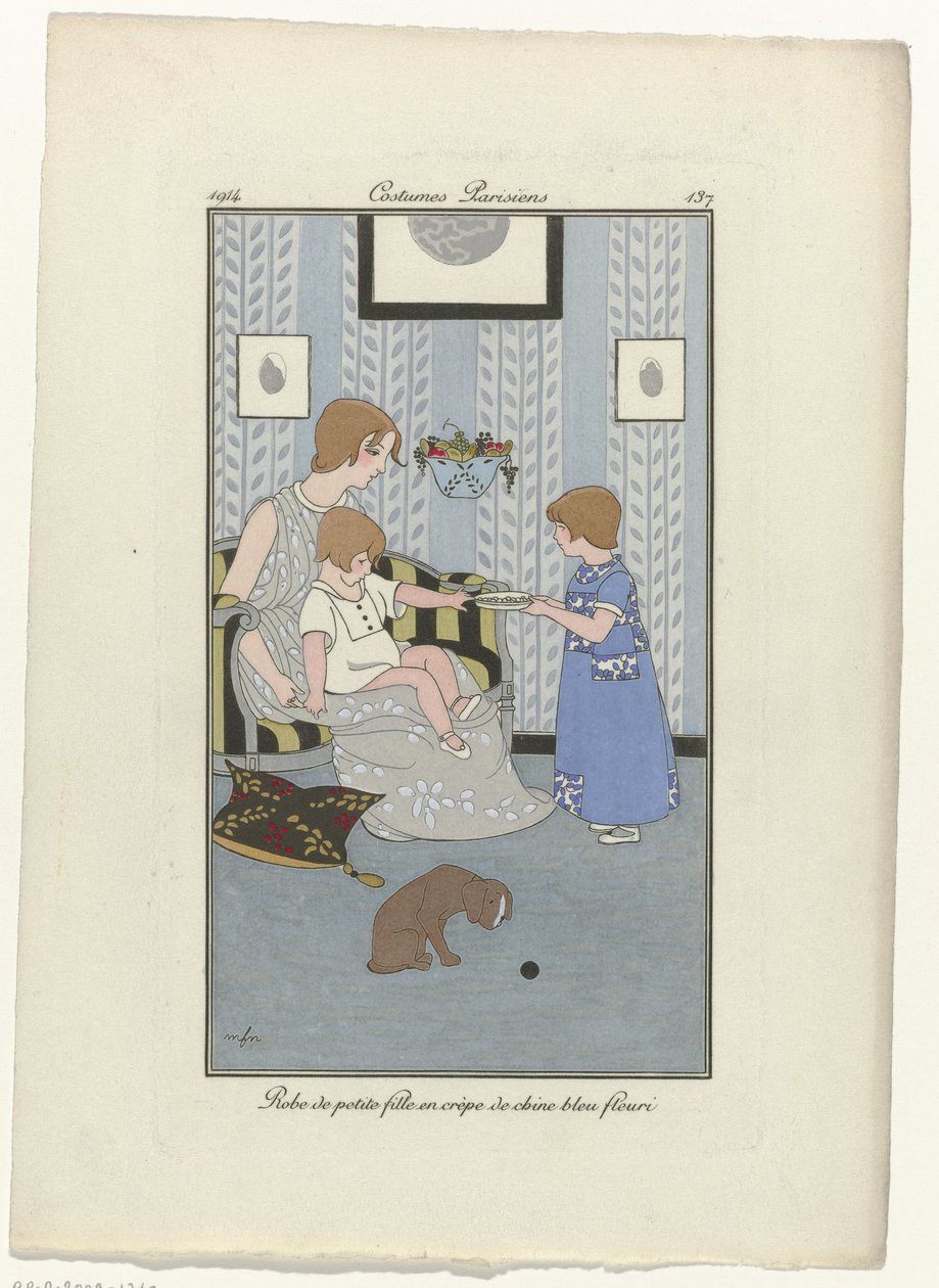 Journal des Dames et des Modes, Costumes Parisiens, 1914, nr 137: Liten flickas klänning (...) av Monogrammist MFN