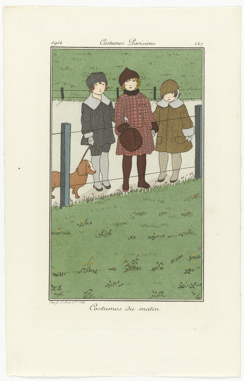 Journal des Dames et des Modes, Parisiska kostymer, 1914, nr 147: Morgonkostymer av Monogrammist MFN