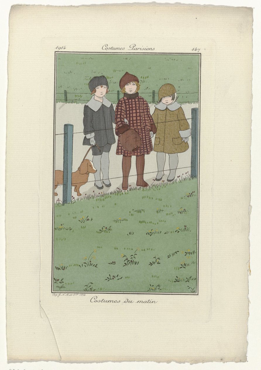 Journal des Dames et des Modes, Parisiska kostymer, 1914, nr 147: Morgonkostymer av Monogrammist MFN