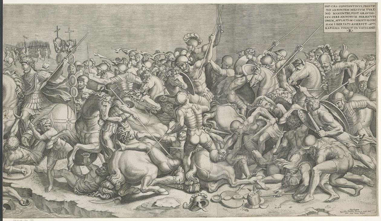 Slaget vid Milvian Bridge (höger delar) av Monogrammist SK (prentmaker)