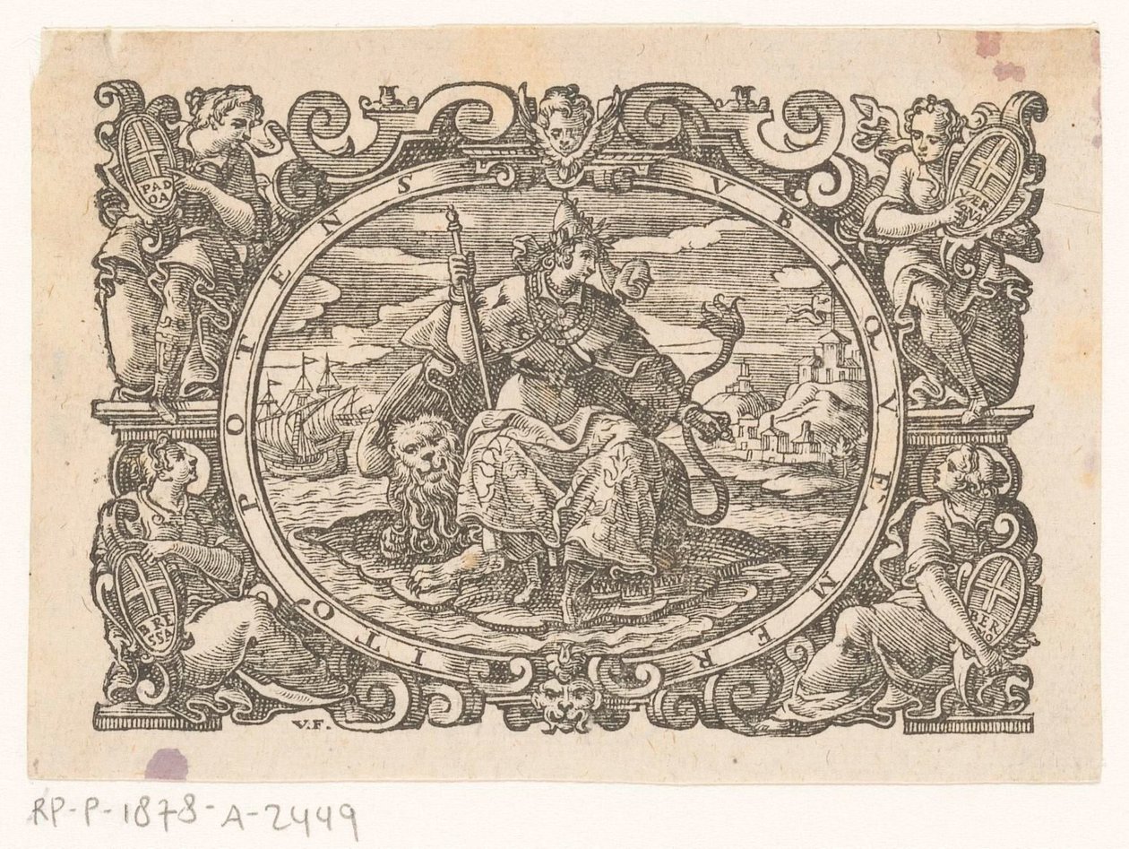 Stadsjungfrun av Venedig av Monogrammist VF (graveur)
