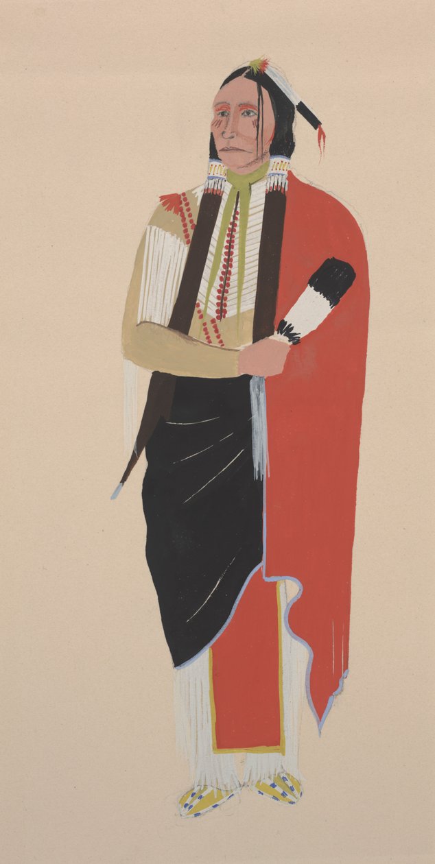 Comanche Chief, ca 1934 (akvarell) av Monroe Tsatoke