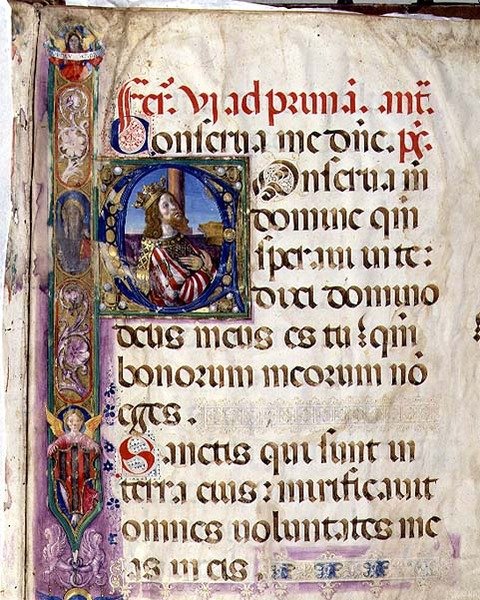 Ms 543 f.1r Historikert initial 