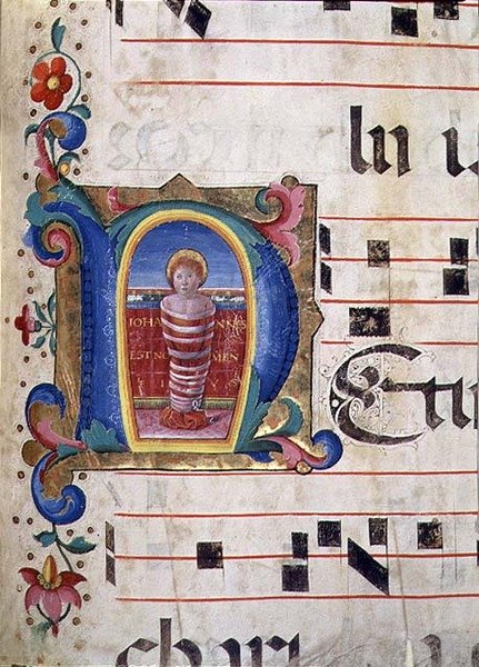 Ms 543 f.74r Historikert initial 