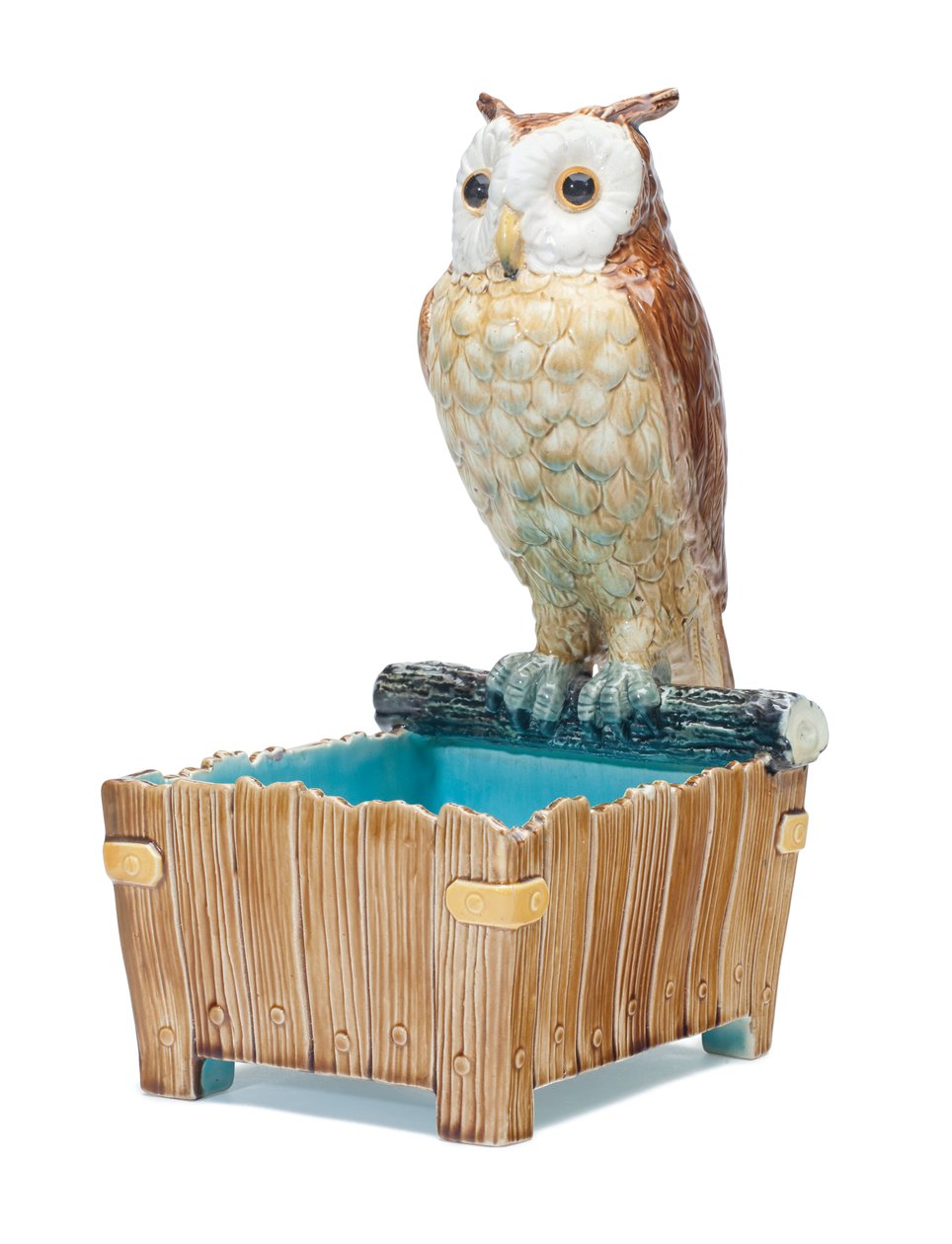 Majolica Owl Gardener, c.1875 av Moore and Co. T.C. Brown Westhead