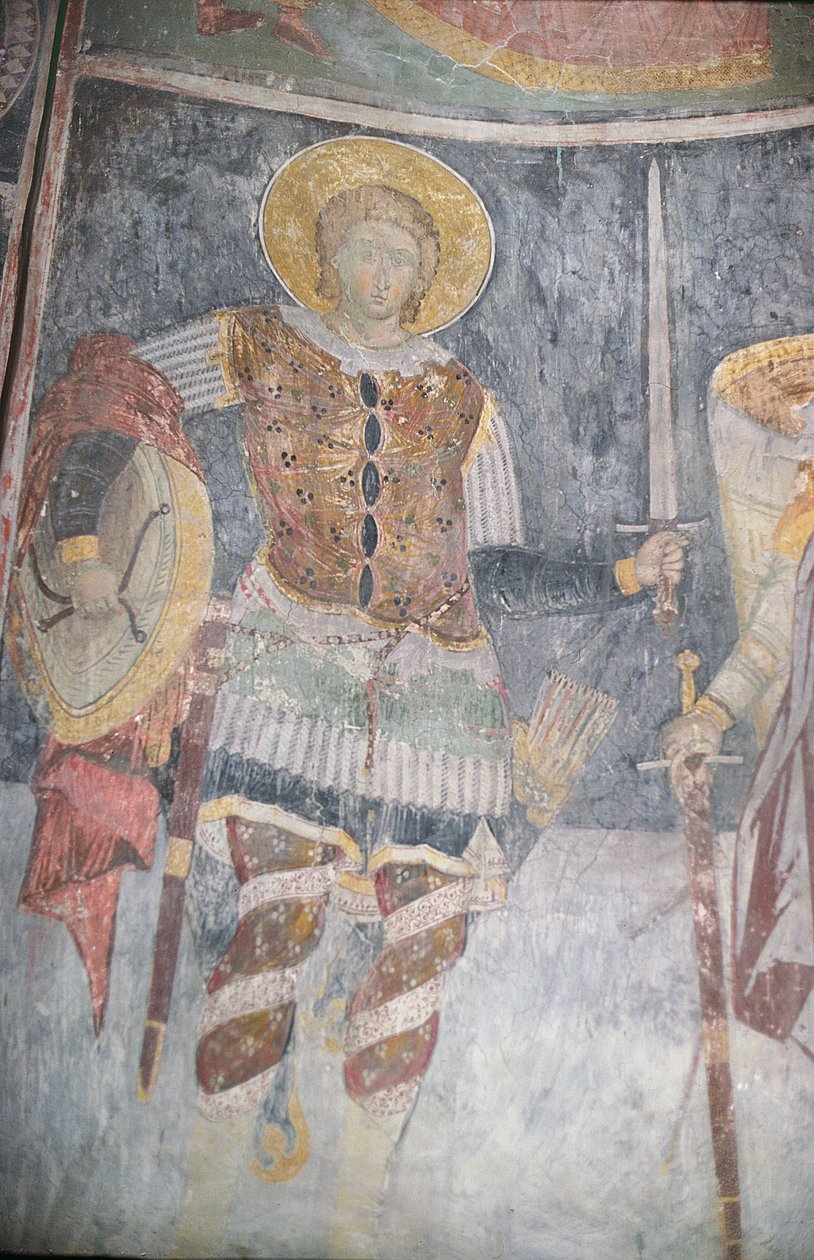 Fresk av St. Procopius i kyrkan, 1413-17 av Morava School