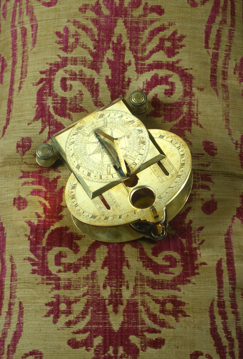 Lutande analemmatiskt solur, ca 1750 (mässing) av Mordecai Semah Aboab