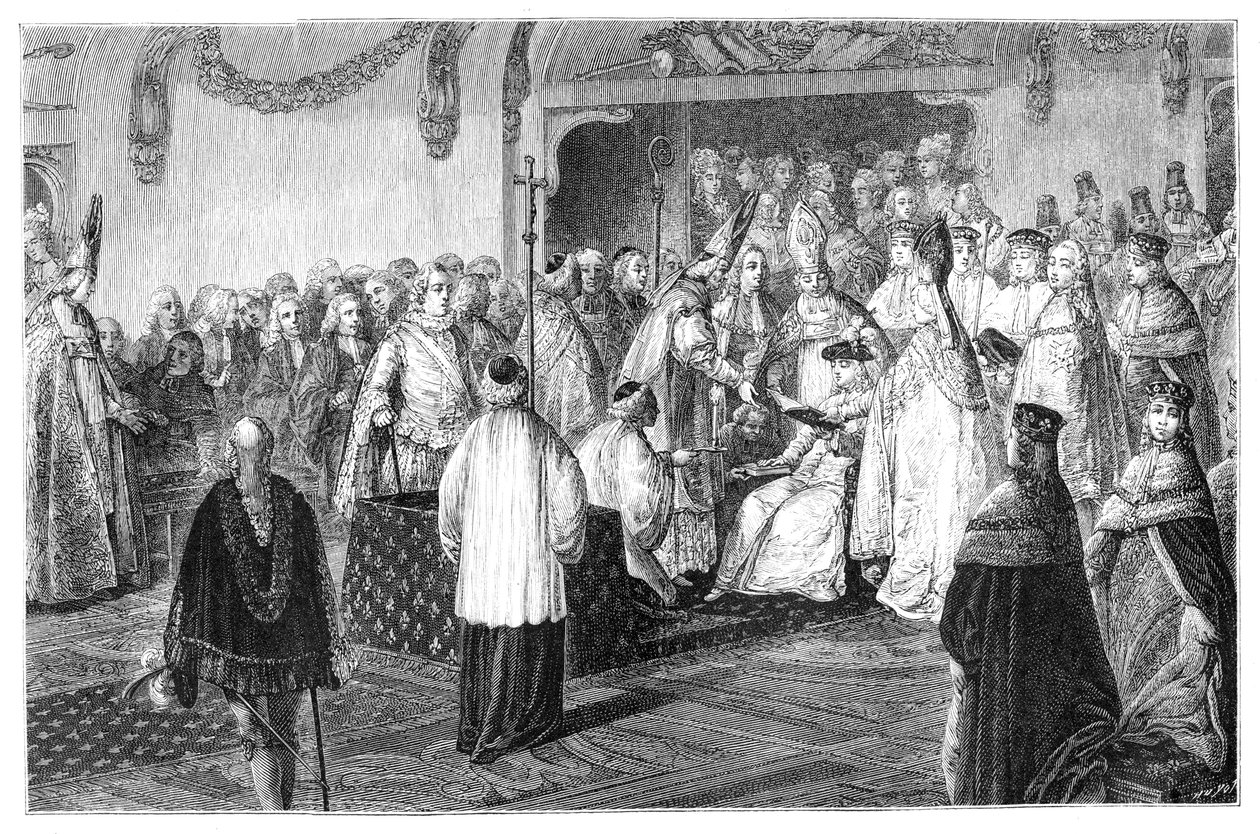 Ludvig XV:s kröning, 1715, 1885 av Moreau