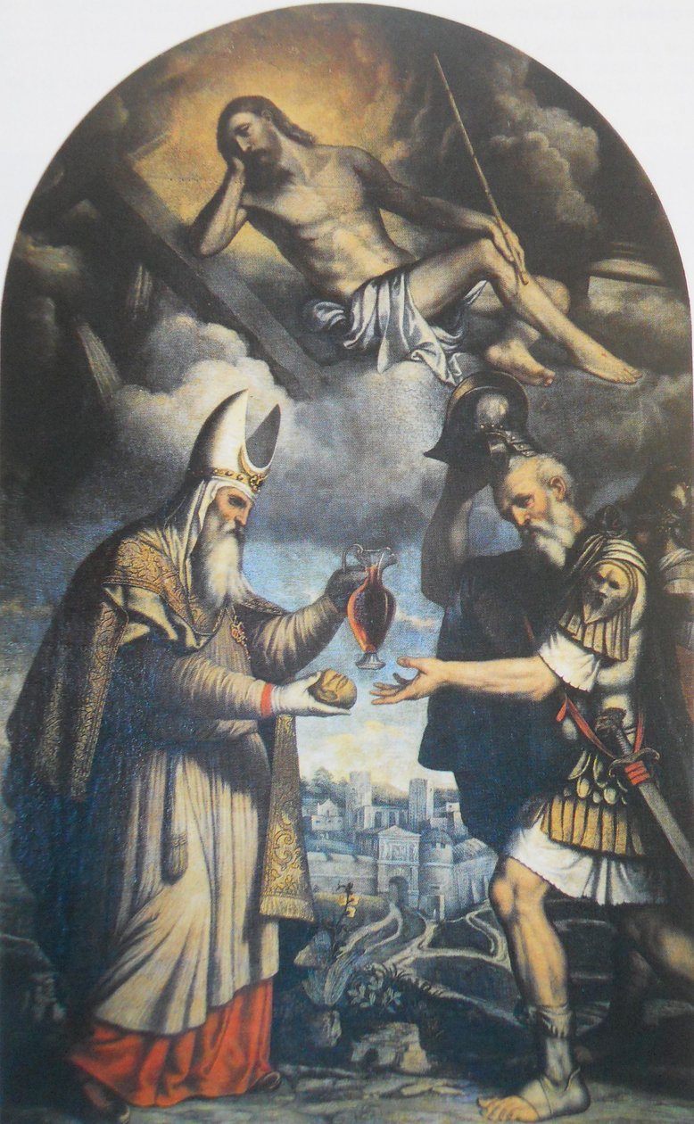 Melkisedek bjuder patriarken Abraham på bröd och vin av Moretto da Brescia