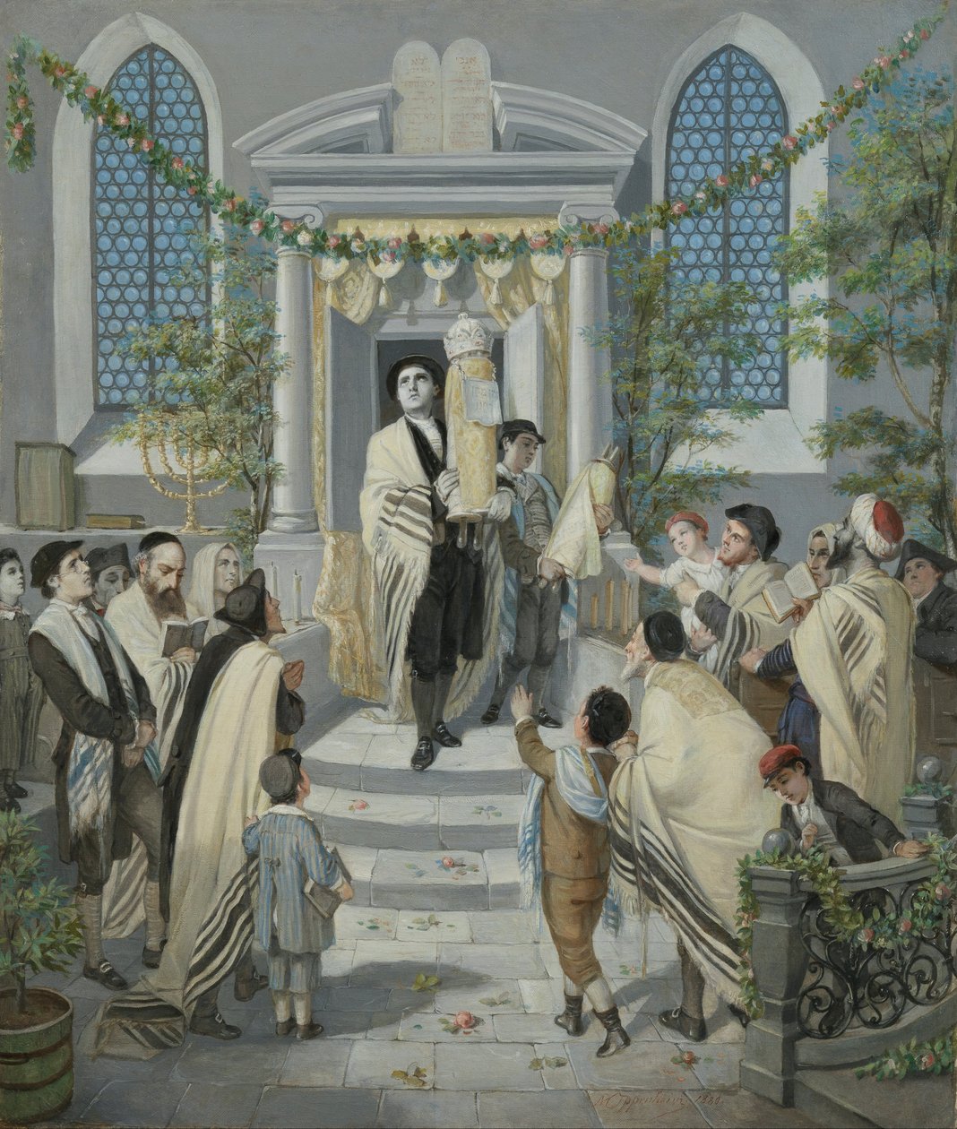Shavuot (Pentecost) (Das Wochen- oder Pfingst-Fest) av Moritz Daniel Oppenheim
