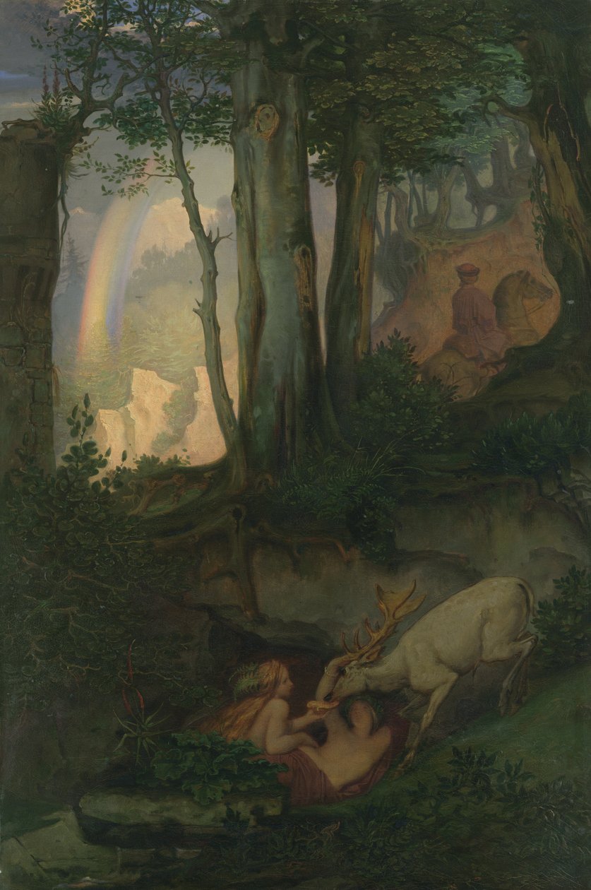 Vattennymfer som vattnar en hjort, ca 1844-47 av Moritz Ludwig von Schwind