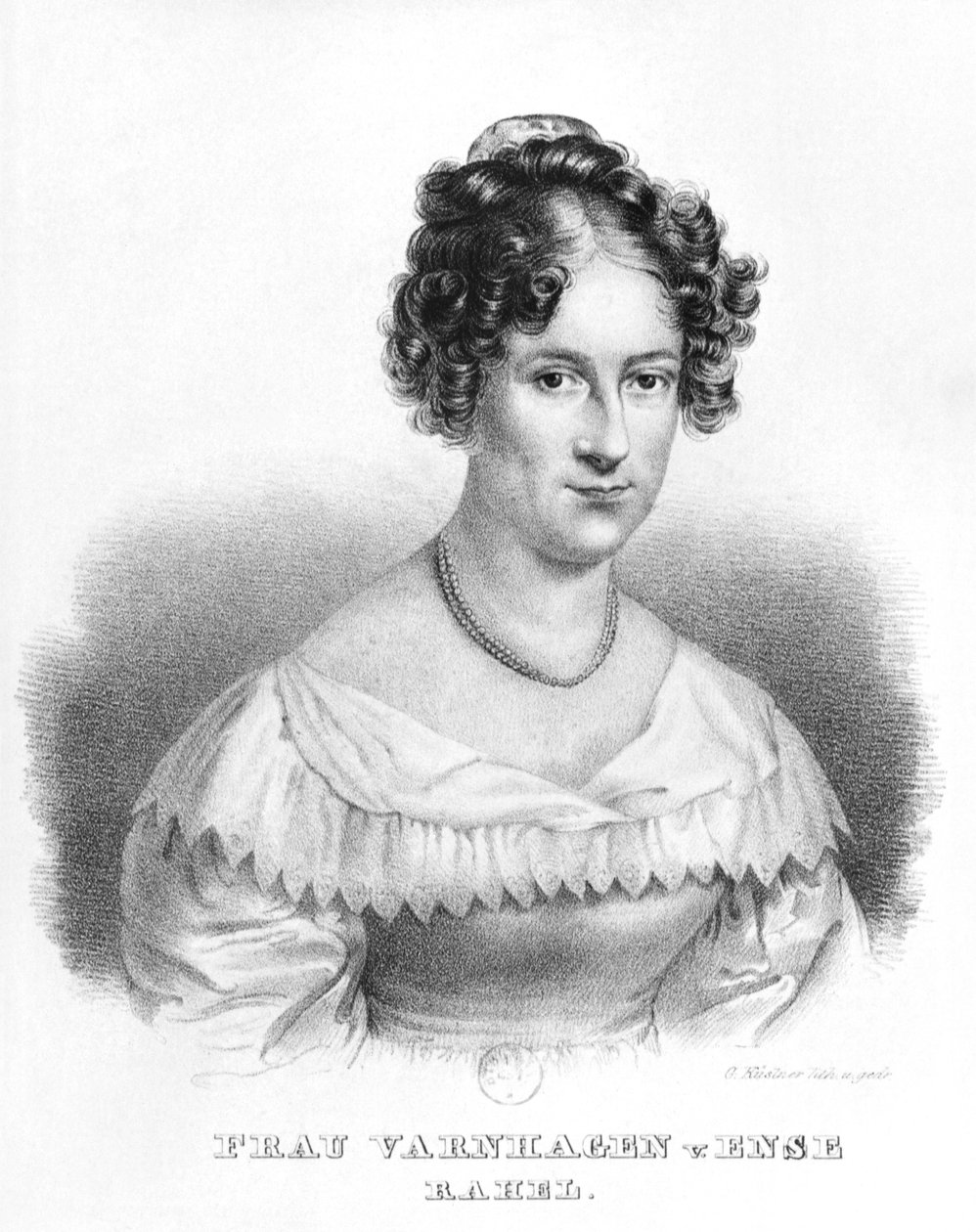 Portrait of Rahel Varnhagen von Ense (1771-1833) born Levin, engraved by Gottfried Kustner (1800-64) av Moritz Michael Daffinger