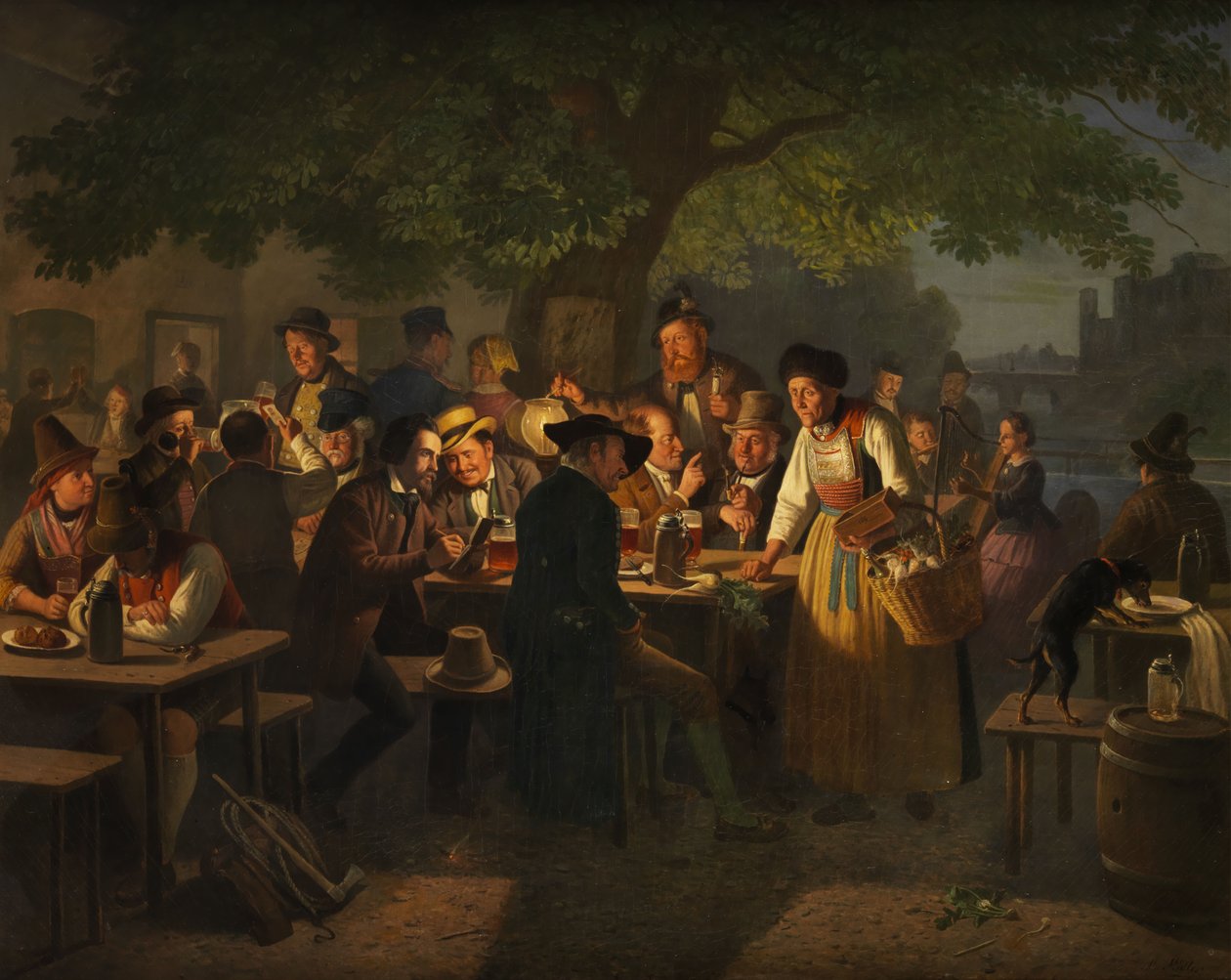 Nocturnal Beer Garden Scene med gammal rädisa försäljning av Moritz Muller