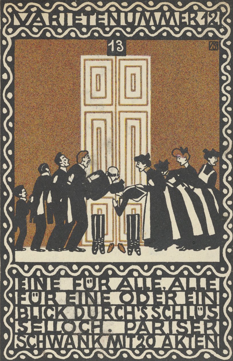 Variety Act 12: En för alla, alla för en eller en glimt genom nyckelhålet Varietenummer 1..., 1907. av Moritz Jung