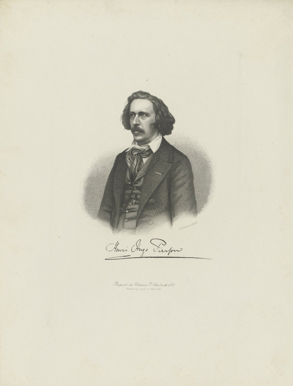 Porträtt av kompositören Henry Hugo Pierson 1815-1873, ca. 1850. av Moritz Laemmel