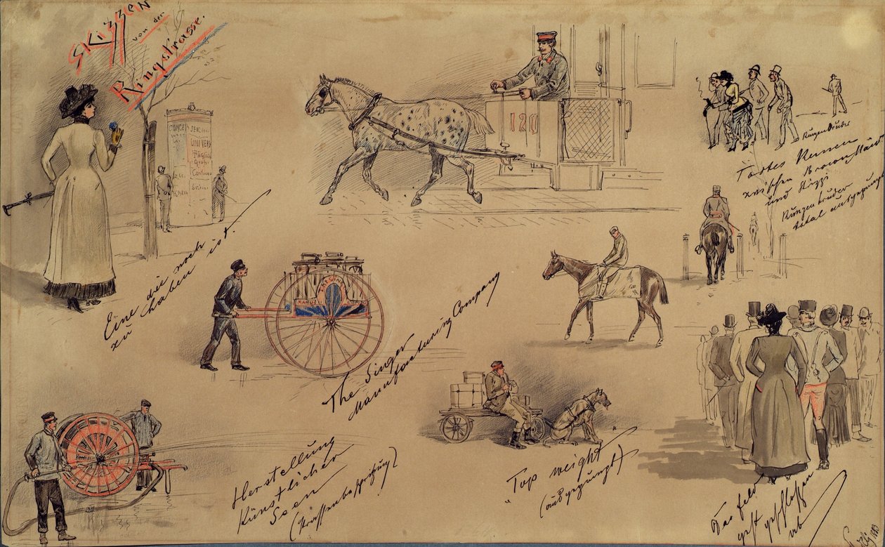 Wienertyper 1883 (skisser från Ringstrasse) av Moritz Ledeli