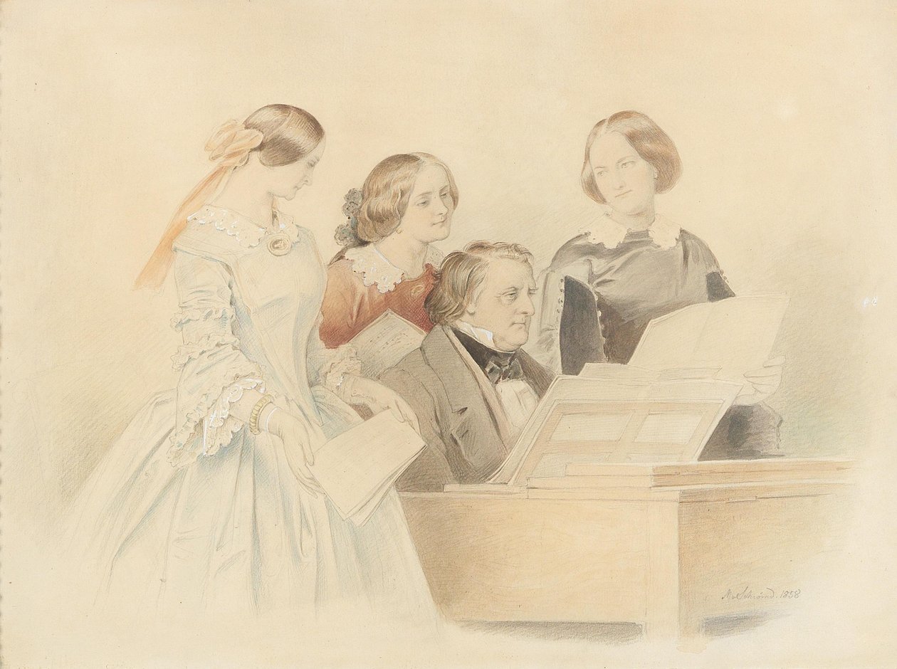 Repetitionen med Franz Lachner, 1858. av Moritz Ludwig von Schwind
