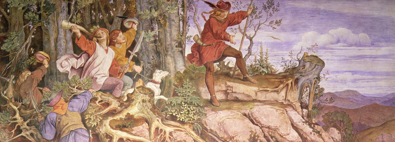 Legenden om grundandet av Wartburg: Wartberg, du ska vara ett slott för mig av Moritz Ludwig von Schwind